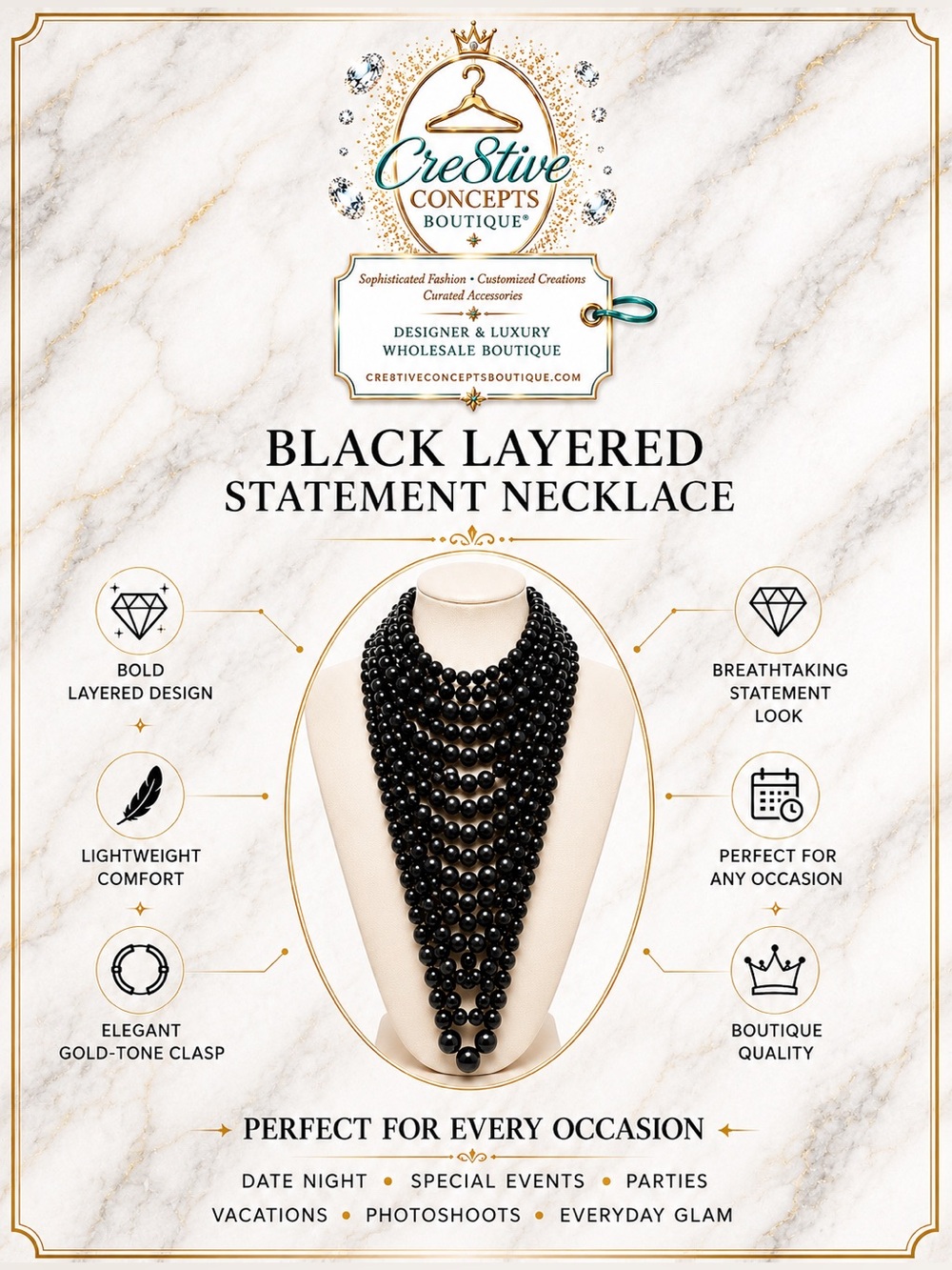 Layered Statement Beaded Necklace Set | Boutique Luxe Fashion Jewelry